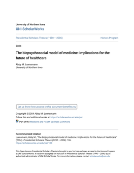 The Biopsychosocial Model of Medicine: Implications for the Future of Healthcare