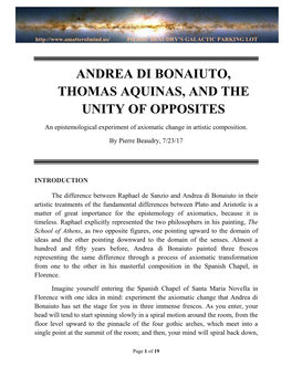 Andrea Di Bonaiuto, Thomas Aquinas, and the Unity Of