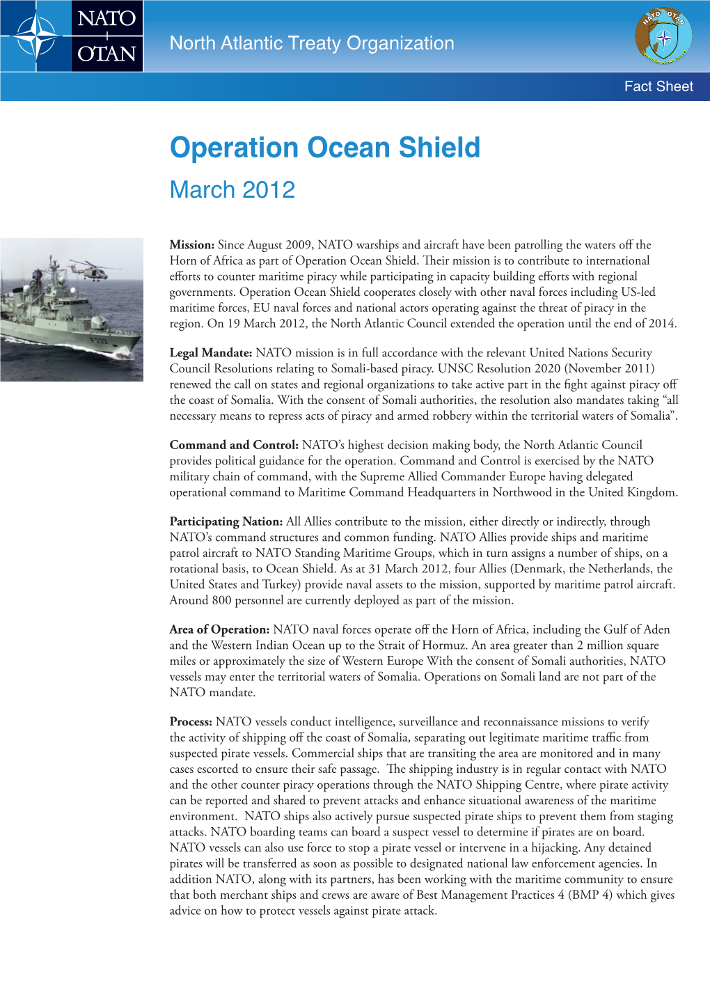 Factsheet on Operation Ocean Shield