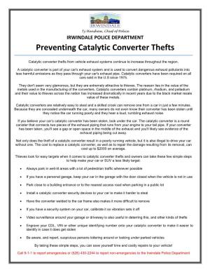 Preventing Catalytic Converter Thefts