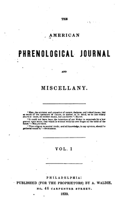 The American Phrenological Journal and Miscellany