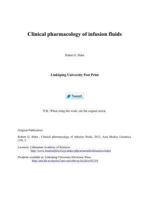 Clinical Pharmacology of Infusion Fluids