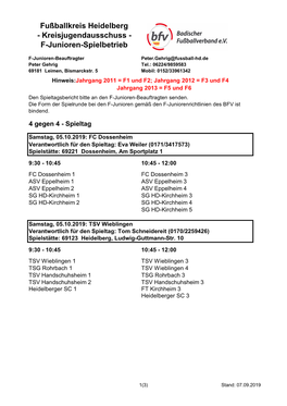 Fußballkreis Heidelberg - Kreisjugendausschuss - F-Junioren-Spielbetrieb