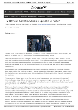 TV Review: Gotham Series 1 Episode 5: 'Viper' | Nouse