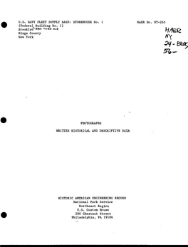 U.S. NAVY FLEET SUPPLY BASE: STOREHOUSE No. 1 HAER No. NY-265 (Federal Building No. 1) Brooklyn^Sso TU.EO As,E HA&&gt; Kings