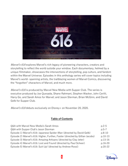 Marvelʼs 616 Explores Marvelʼs Rich Legacy of Pioneering Characters, Creators and Storytelling to Reflect the World Outside Your Window