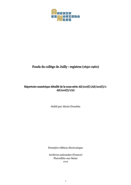 Fonds Du Collège De Juilly : Registres (1650-1960)