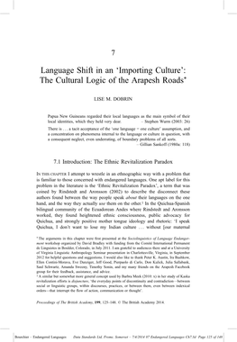 Language Shift in an ‘Importing Culture’: the Cultural Logic of the Arapesh Roads*