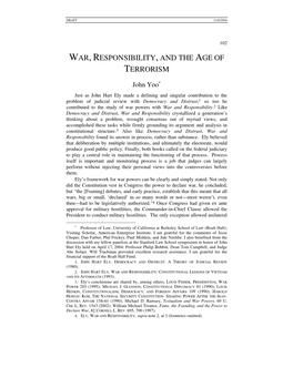 War, Responsibility, and the Age of Terrorism