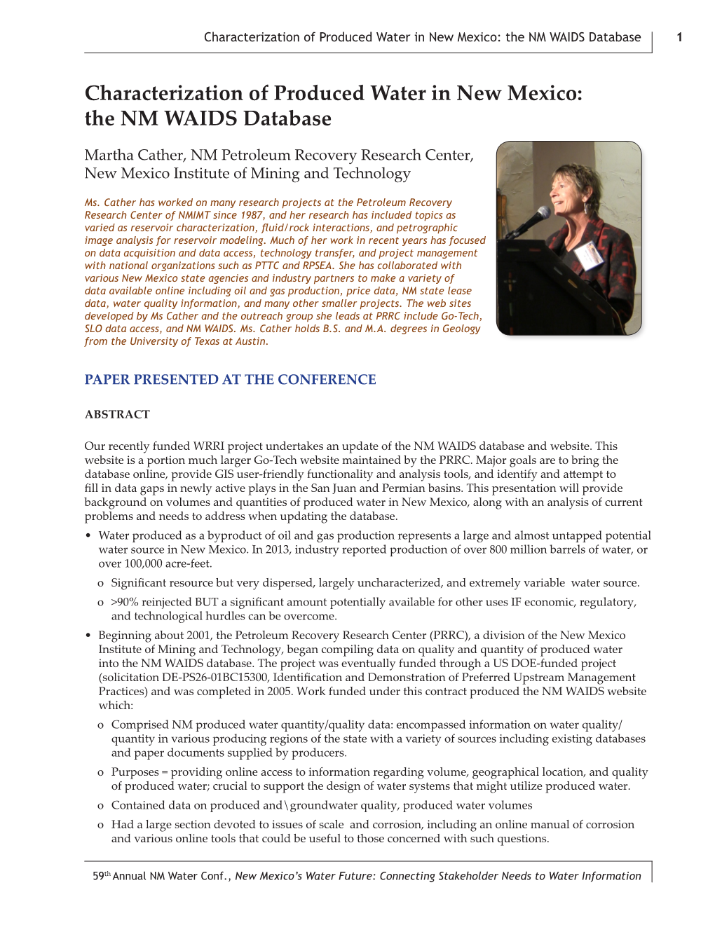 Characterization of Produced Water in New Mexico: the NM WAIDS Database 1