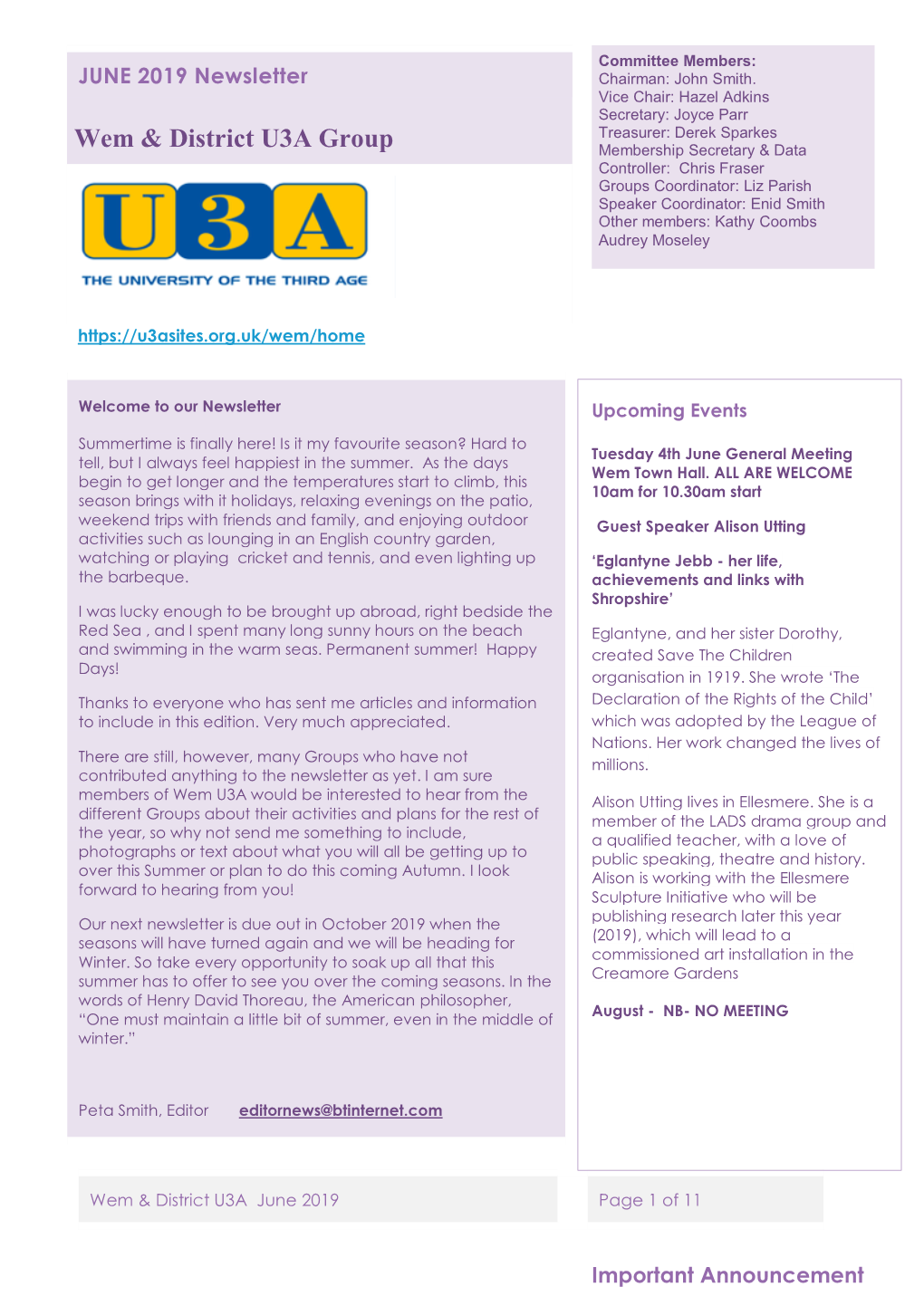 Wem & District U3A Group