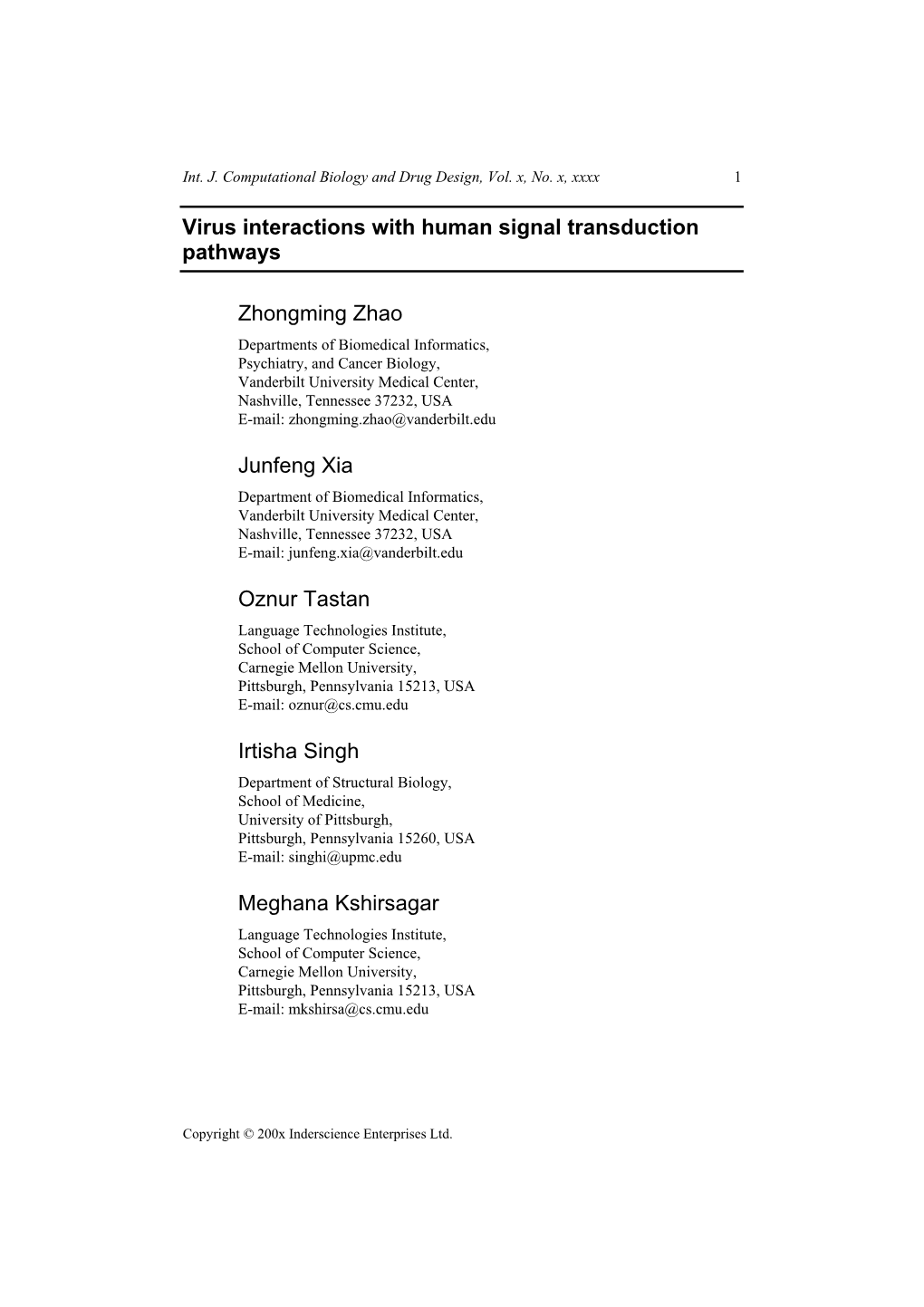 Virus Interactions with Human Signal Transduction Pathways