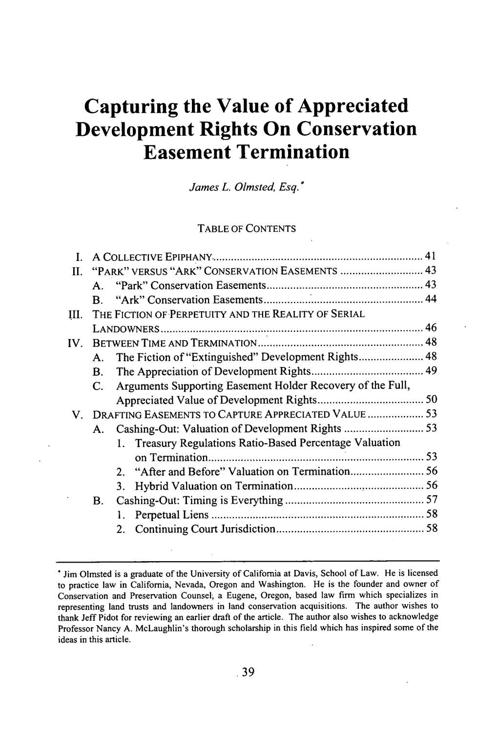 Capturing the Value of Appreciated Development Rights on Conservation Easement Termination