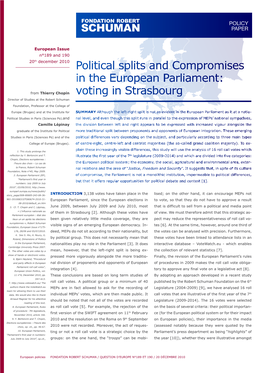 Political Splits and Compromises in the European Parliament