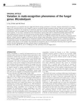 Variation in Mate-Recognition Pheromones of the Fungal Genus Microbotryum