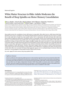 White Matter Structure in Older Adults Moderates the Benefit of Sleep Spindles on Motor Memory Consolidation