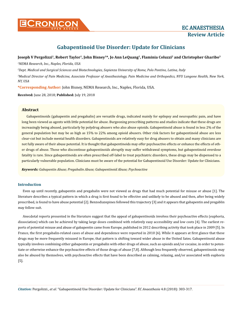 Cronicon OPEN ACCESS EC ANAESTHESIA Review Article