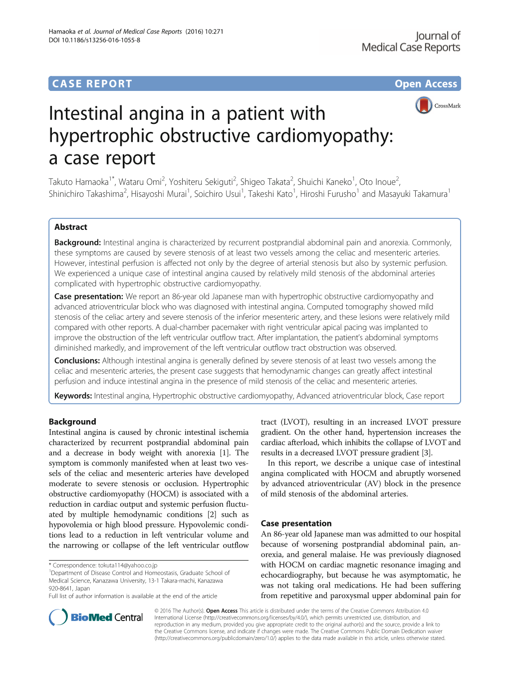 Intestinal Angina in a Patient with Hypertrophic Obstructive