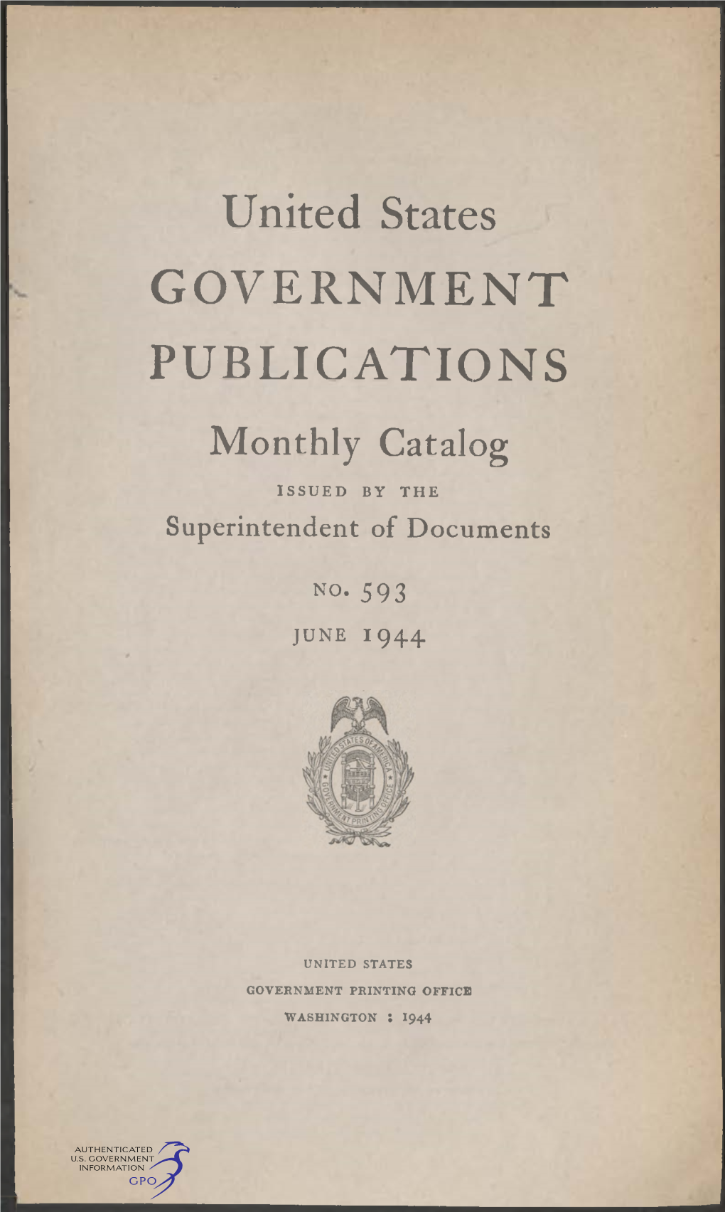 United States Government Publications Monthly Catalog, June