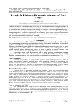 Strategies for Eliminating Harmonics in an Inverter AC Power Supply