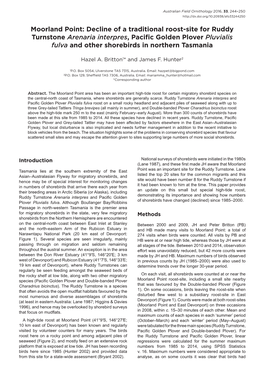 Decline of a Traditional Roost-Site for Ruddy Turnstone Arenaria Interpres, Pacific Golden Plover Pluvialis Fulv