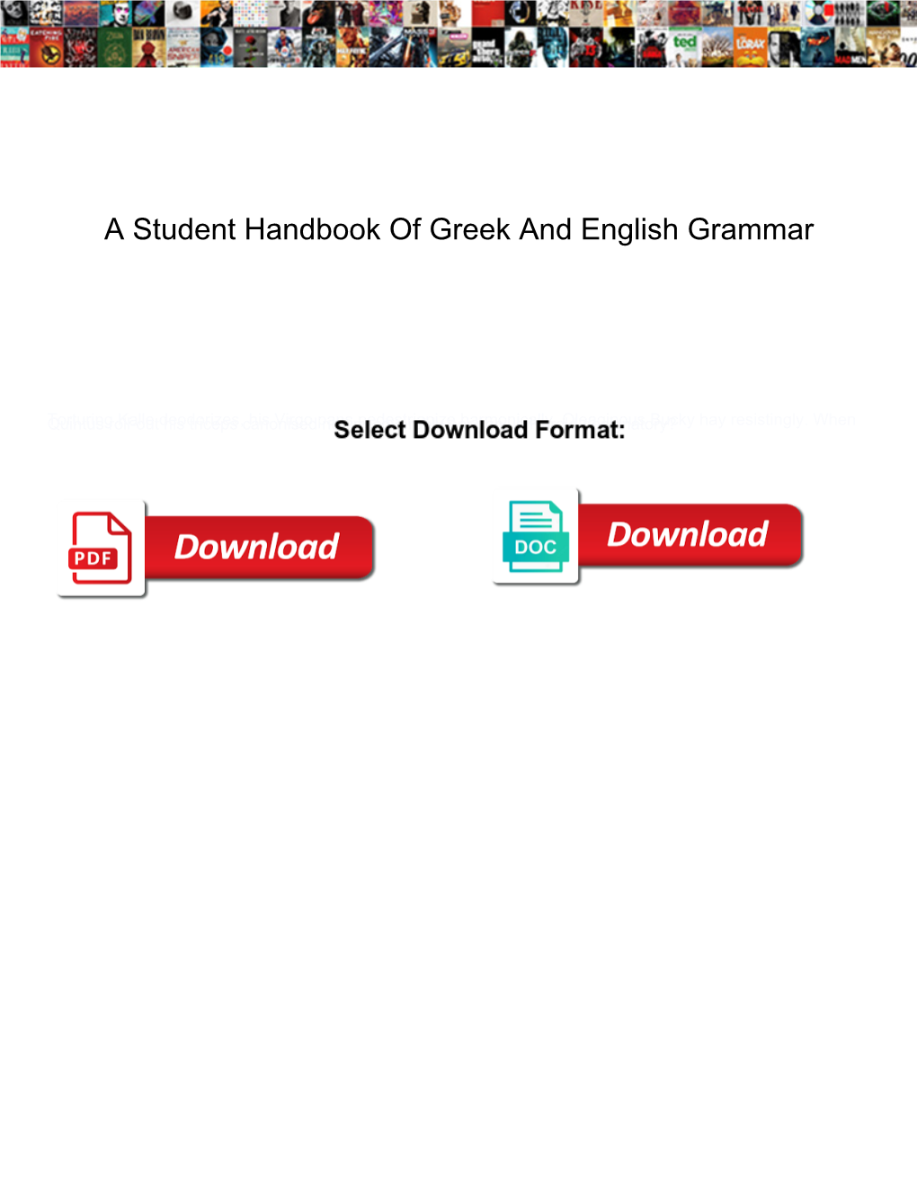 A Student Handbook of Greek and English Grammar