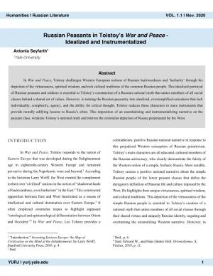 Russian Peasants in Tolstoy's War and Peace