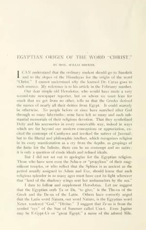 Egyptian Origin of the Word "Christ."