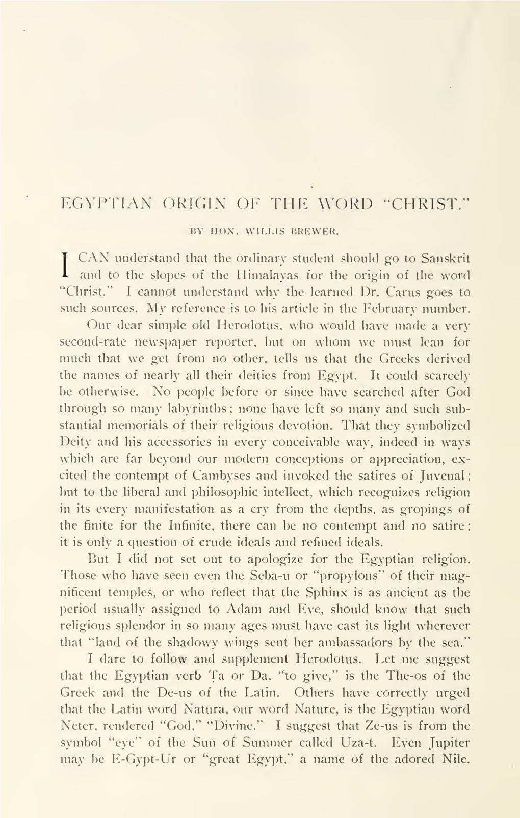 Egyptian Origin of the Word "Christ."