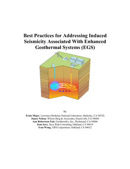 Best Practices for Addressing Induced Seismicity Associated with Enhanced Geothermal Systems (EGS)
