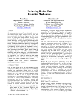 Evaluating Ipv4 to Ipv6 Transition Mechanisms