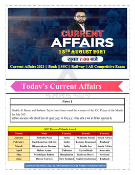Today's Current Affairs