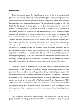 Report on the Foreign Policy of the Czech Republic 2002