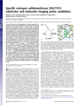 Specific Estrogen Sulfotransferase (SULT1E1) Substrates and Molecular Imaging Probe Candidates
