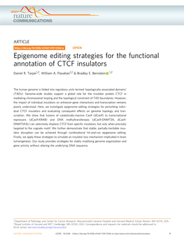 Epigenome Editing Strategies for the Functional Annotation of CTCF Insulators