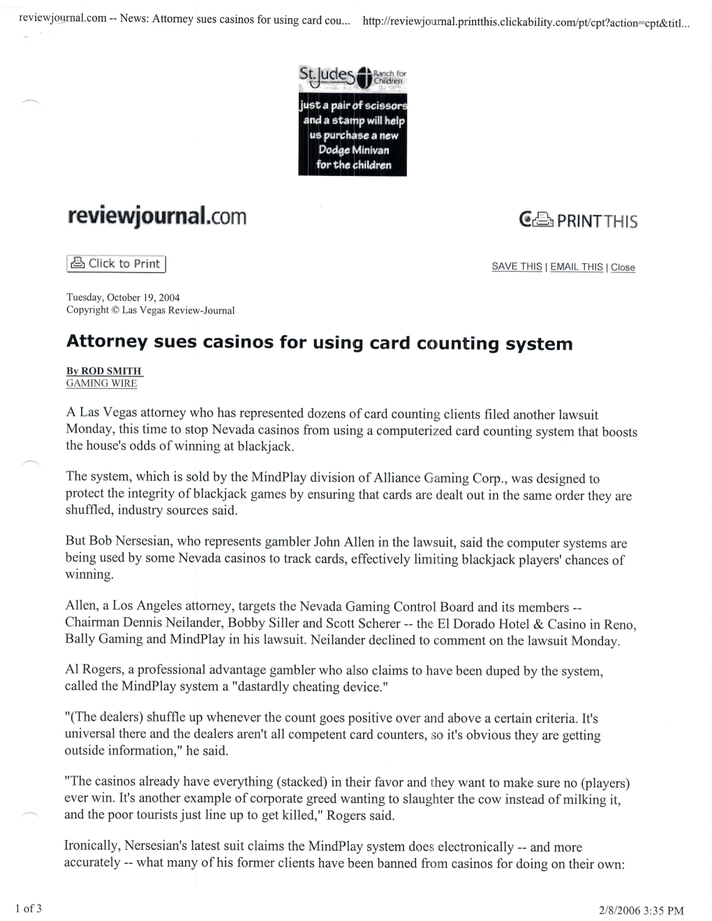 Attorney Sues Casinos for Using Card Counting System