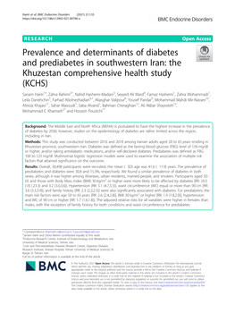 Prevalence and Determinants of Diabetes and Prediabetes In