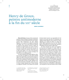Henry De Groux, Peintre Antimoderne À La Fin Du Xix E Siècle