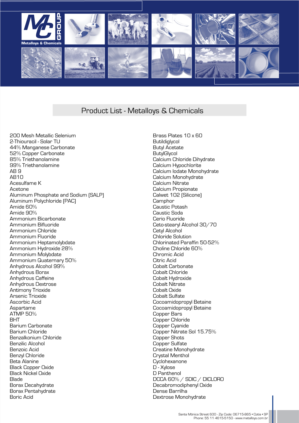 Lista De Produtos Metalloys Ing.Cdr