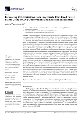 Estimating CO2 Emissions from Large Scale Coal-Fired Power Plants Using OCO-2 Observations and Emission Inventories