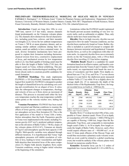 Preliminary Thermorheological Modeling of Silicate Melts in Venusian Canali