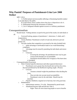 Purposes of Punishment-Crim Law 2008 Steiker Consequentionalism