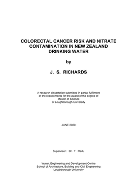 Colorectal Cancer Risk and Nitrate Contamination in New Zealand Drinking Water