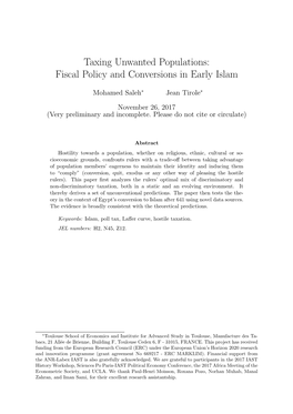 Taxing Unwanted Populations: Fiscal Policy and Conversions in Early Islam