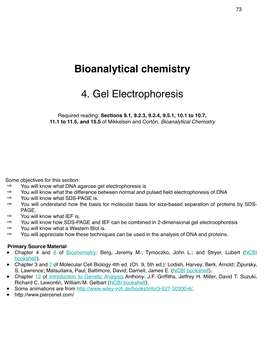 Bioanalytical Chemistry 4. Gel Electrophoresis