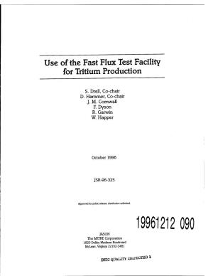 Use of the Fast Flux Test Facility for Tritium Production