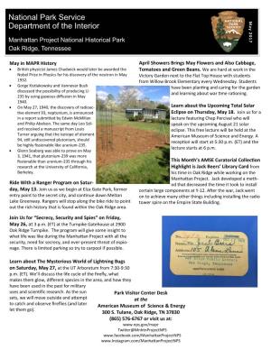 Manhattan Project NHP May 2017 Newsletter