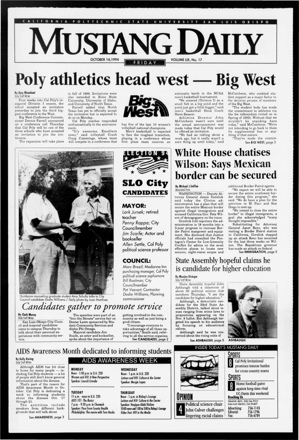 Mustang Daily, October 14, 1994