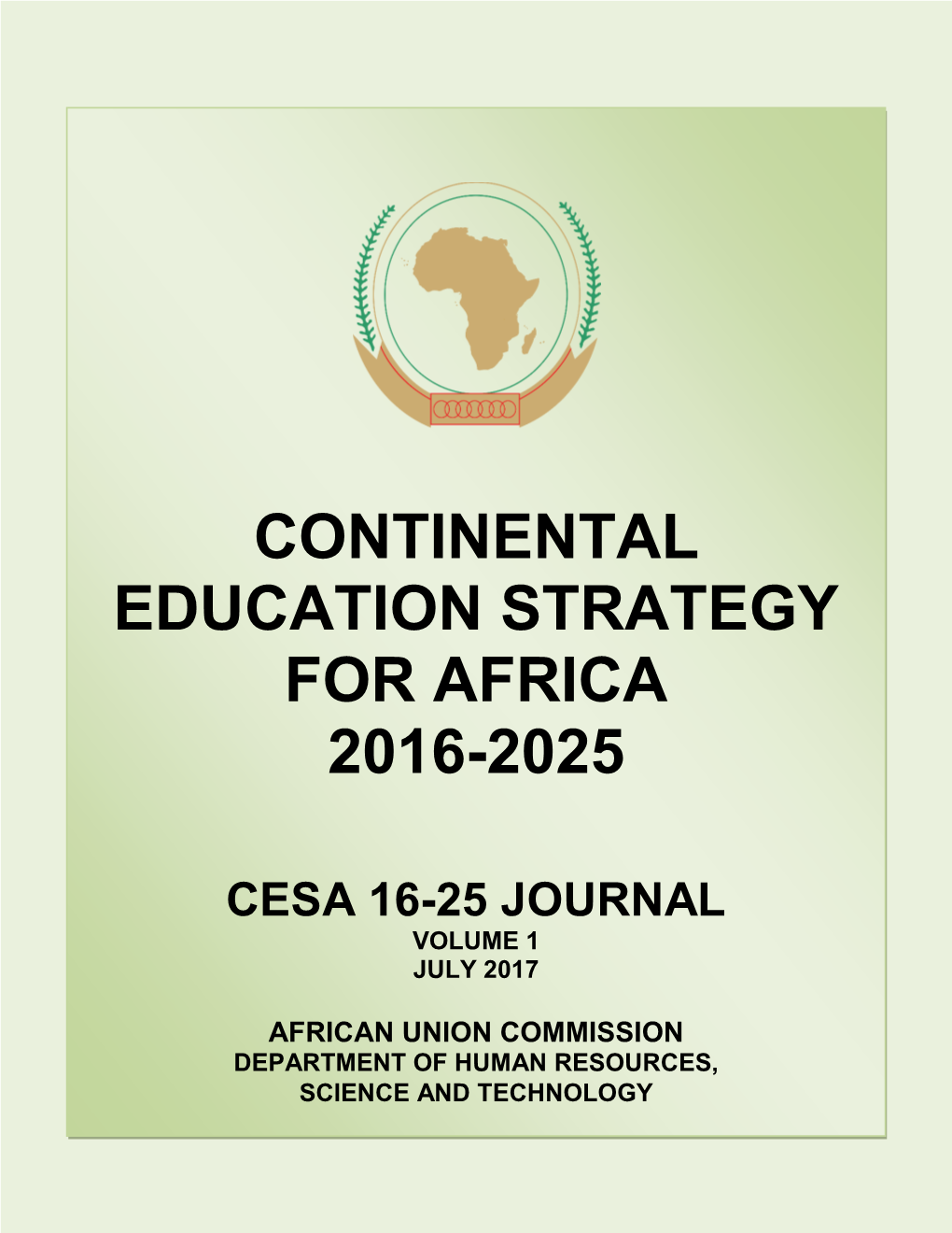 The Continental Education Strategy for Africa (CESA 16-25) Journal