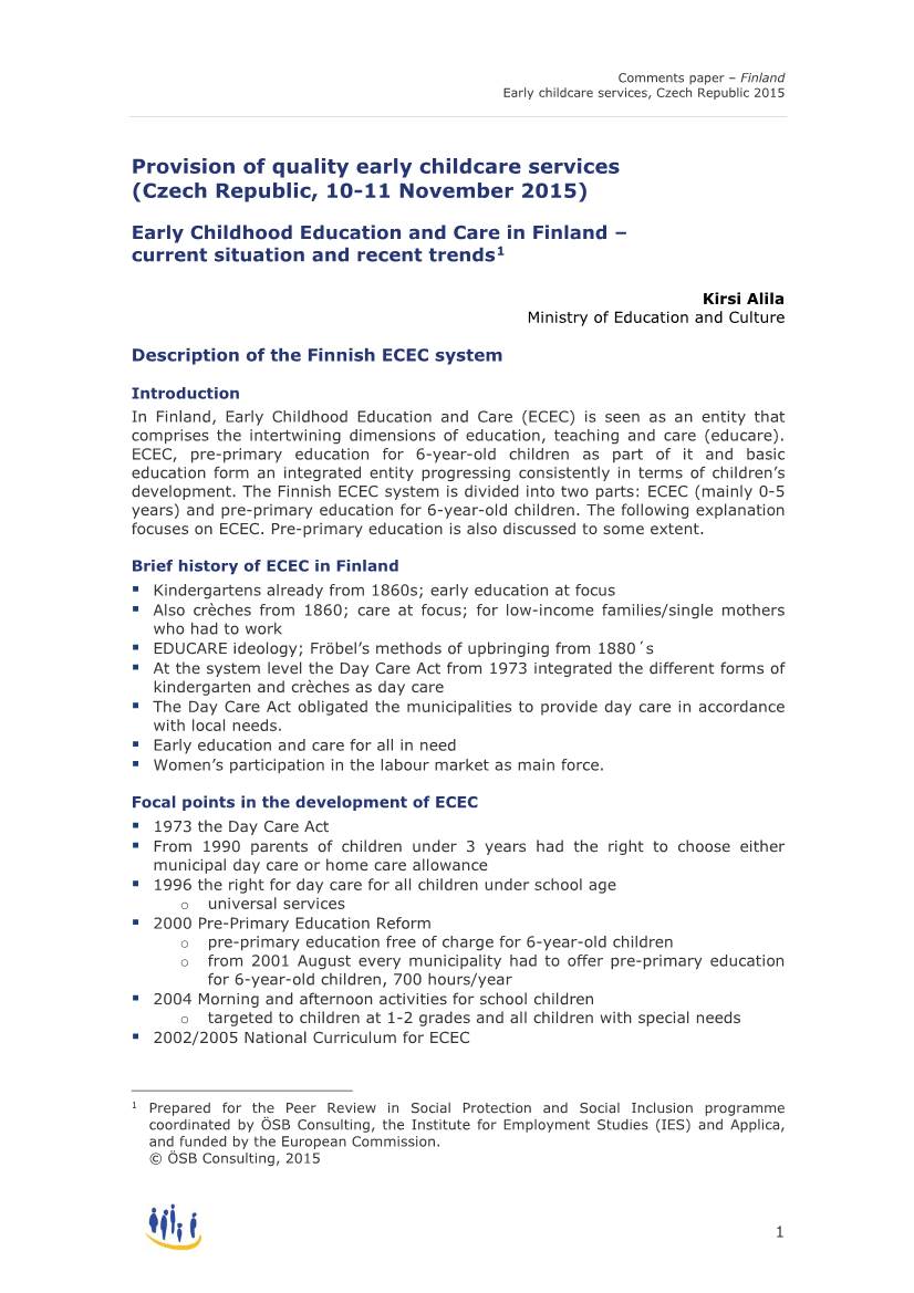 Provision of Quality Early Childcare Services (Czech Republic, 10-11 November 2015)